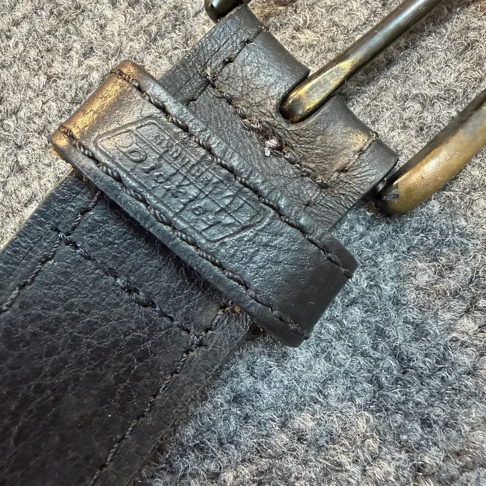Dickies Mens Black Genuine Leather Work Belt Brass Buckle Size 46-48 XXL